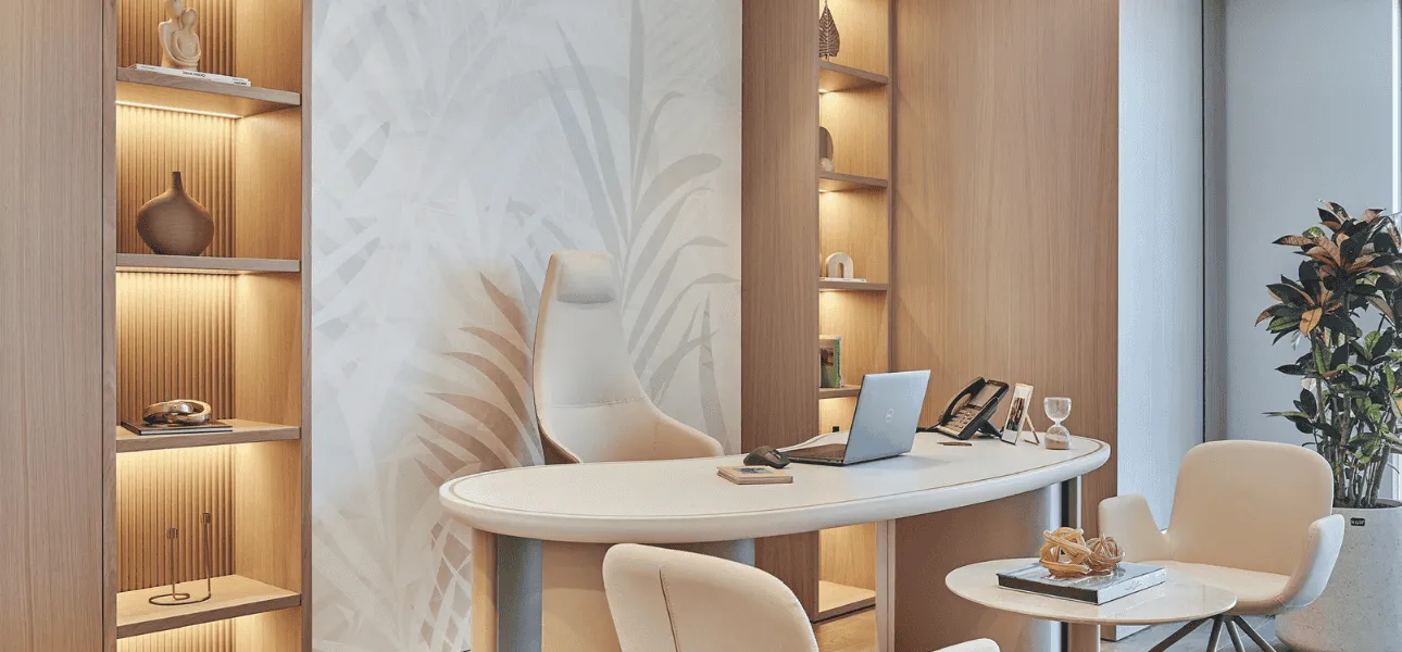 Organik Formlu Yönetici Ofisi Tasarımı